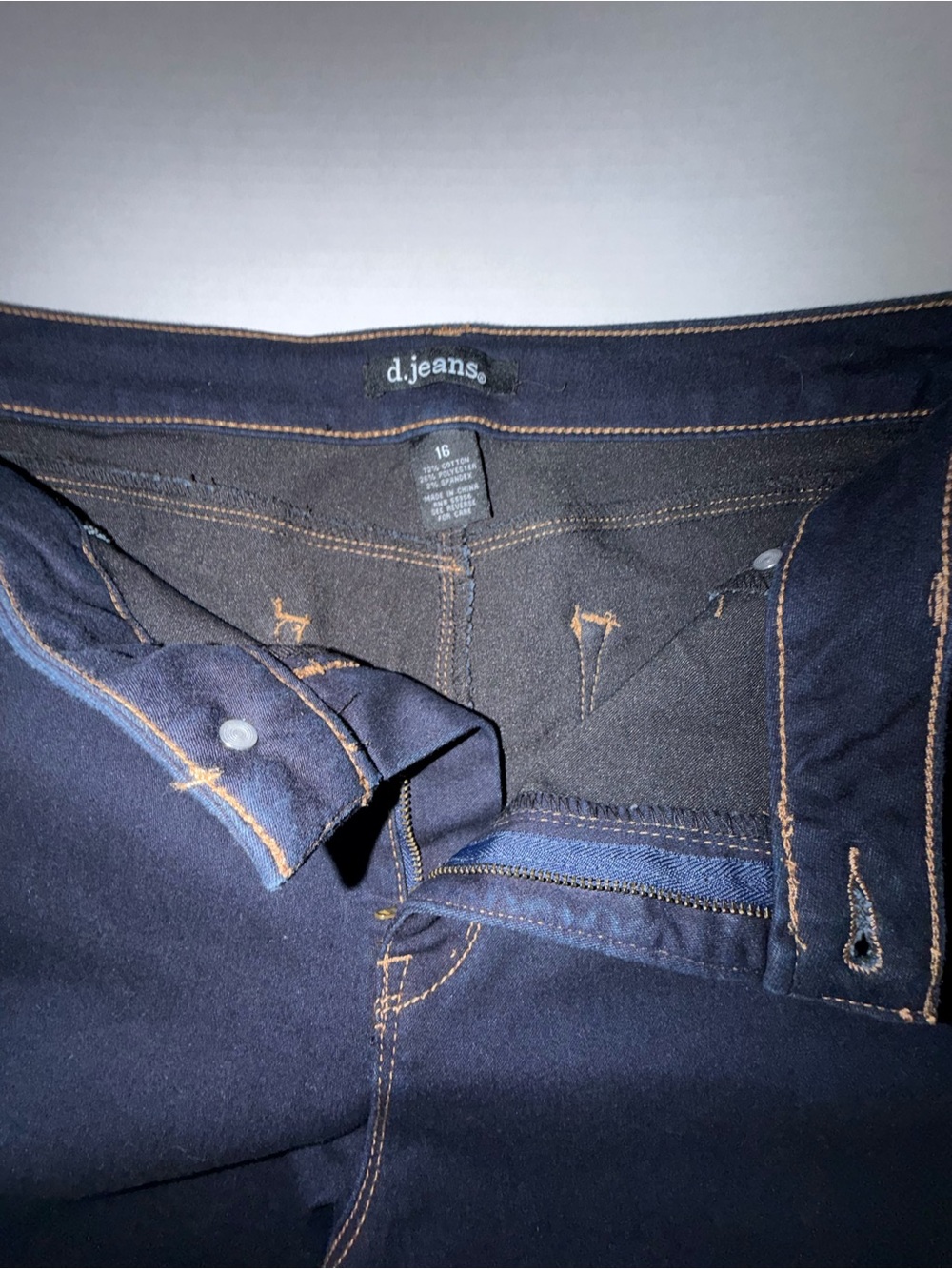 #176 d. jeans women's Navy Stretch Slim Jeans with Contrast Stitching